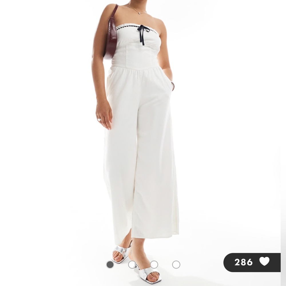 Hollister strapless linen mix blend jumpsuit